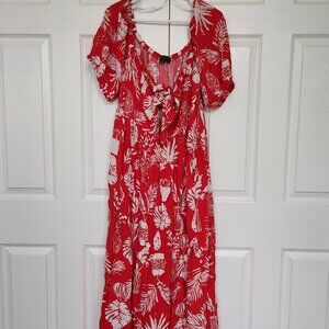 Eloquii Tie Front Tropical Maxi Dress